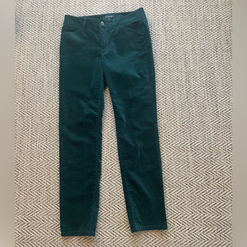 Talbots size 4 dark green velvateen slacks